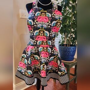 Floral Patterned Dress with Pink and Blue Accents